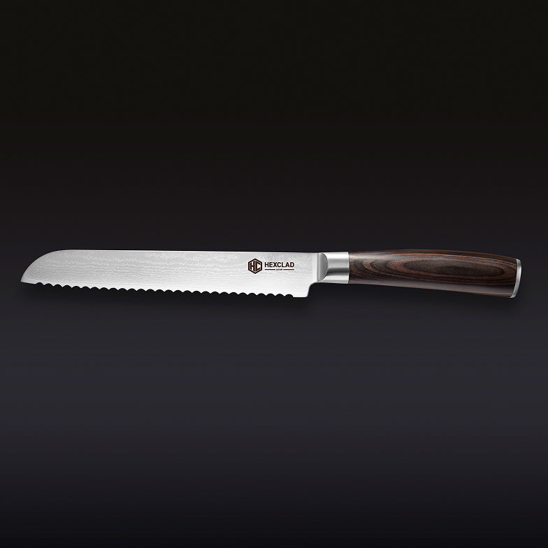 Damascus Steel Serrated Bread Knife, 8" (Espresso) - Image 6