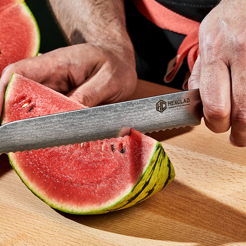 Damascus Steel Serrated Bread Knife, 8" (Espresso) - Image 7