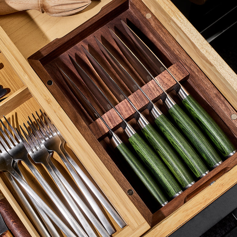 Damascus Steel Steak Knife Boxed Set, 6-pc (Green) - Image 7