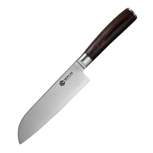 Damascus Steel Santoku Knife, 7" (Espresso)