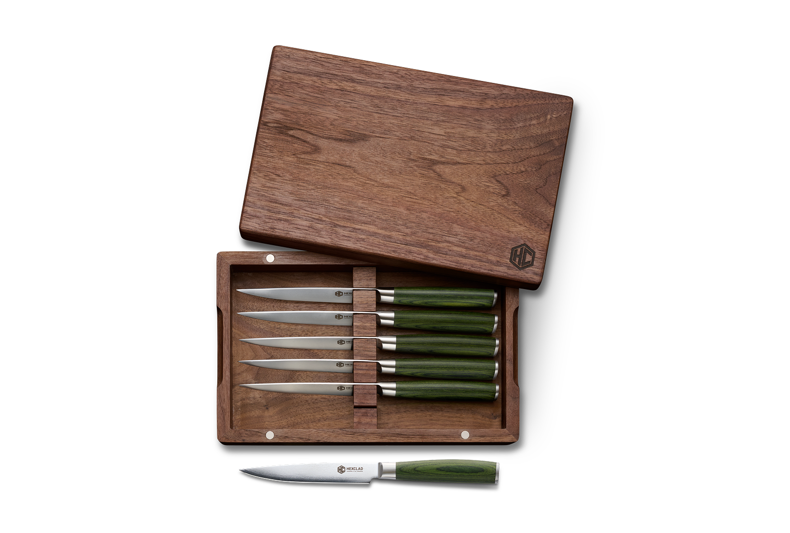 Damascus Steel Steak Knife Boxed Set, 6-pc (Green)