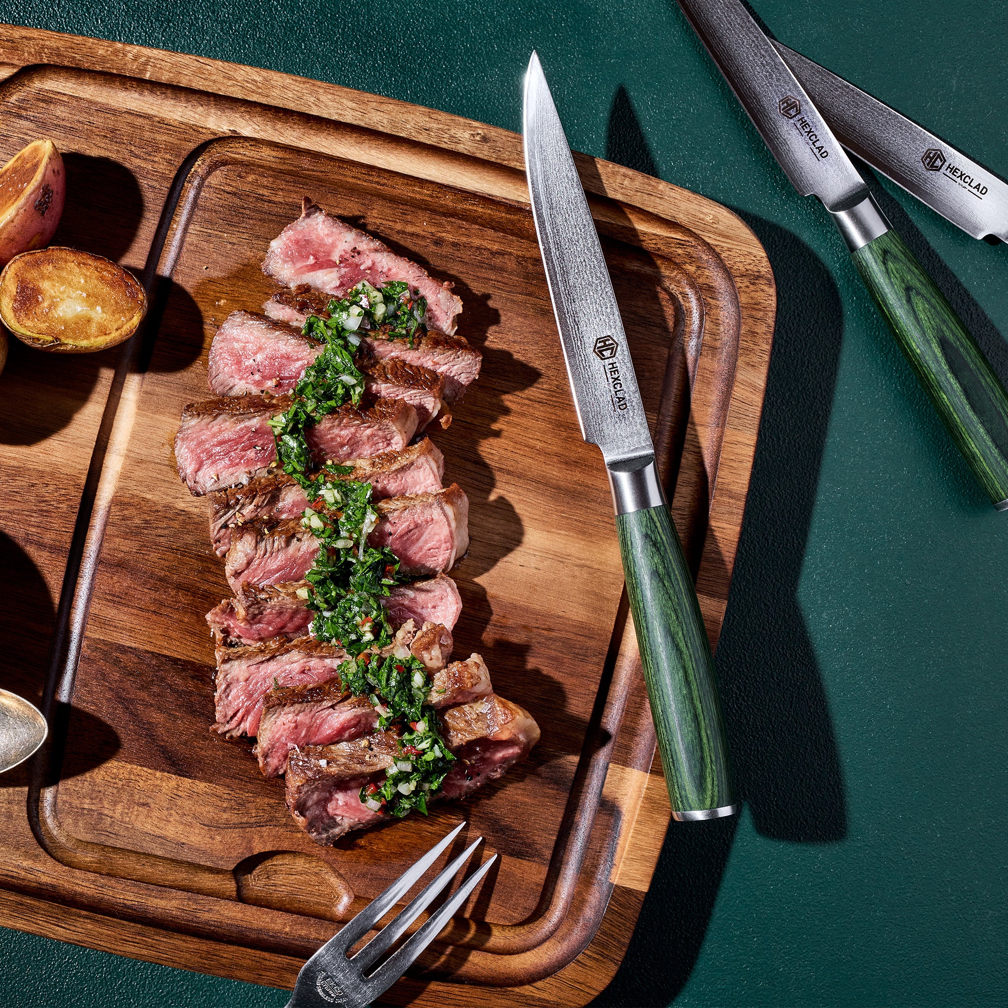 Steak Knife & Bistecca Plate Set, 16-pc (Green) - Image 5