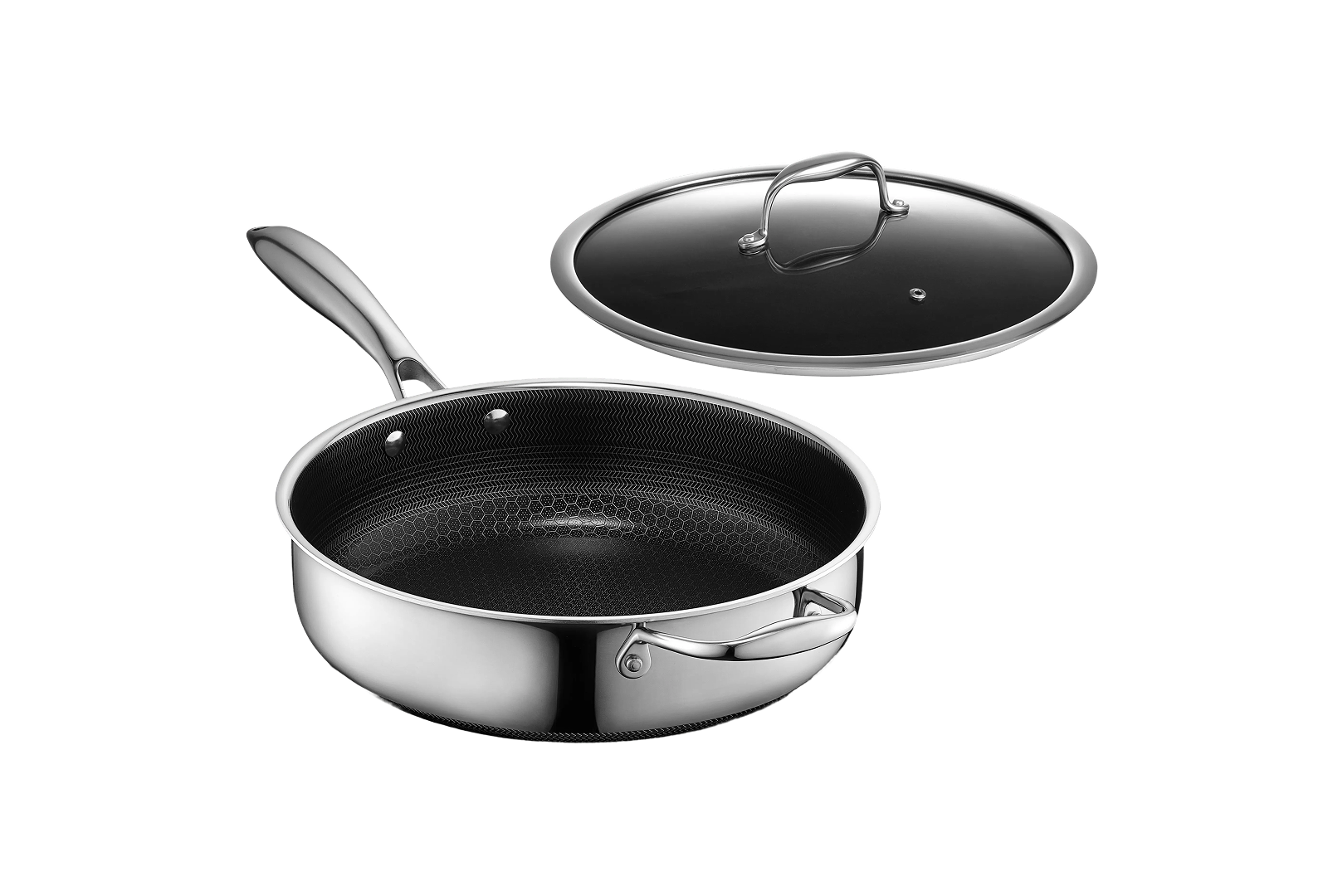 Hybrid Deep Sauté Pan with Lid, 3.3-Qt