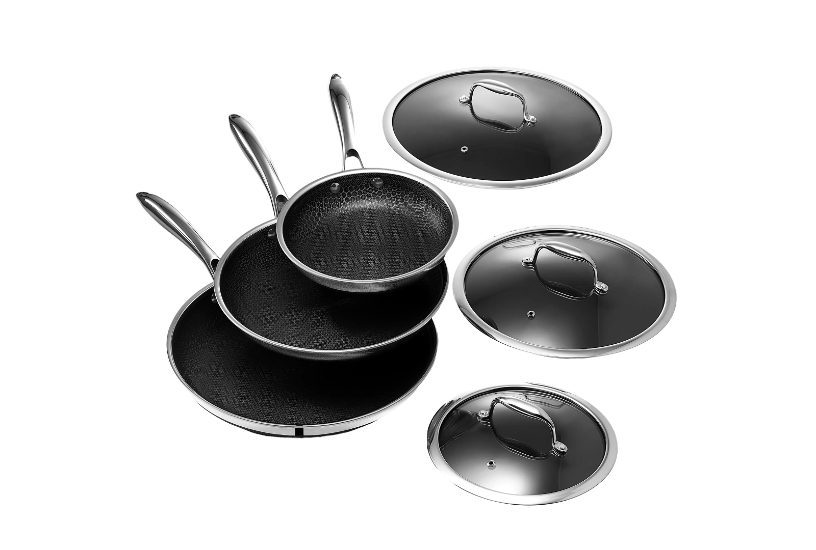 Hybrid Fry Pan Set with Lids, 6pc