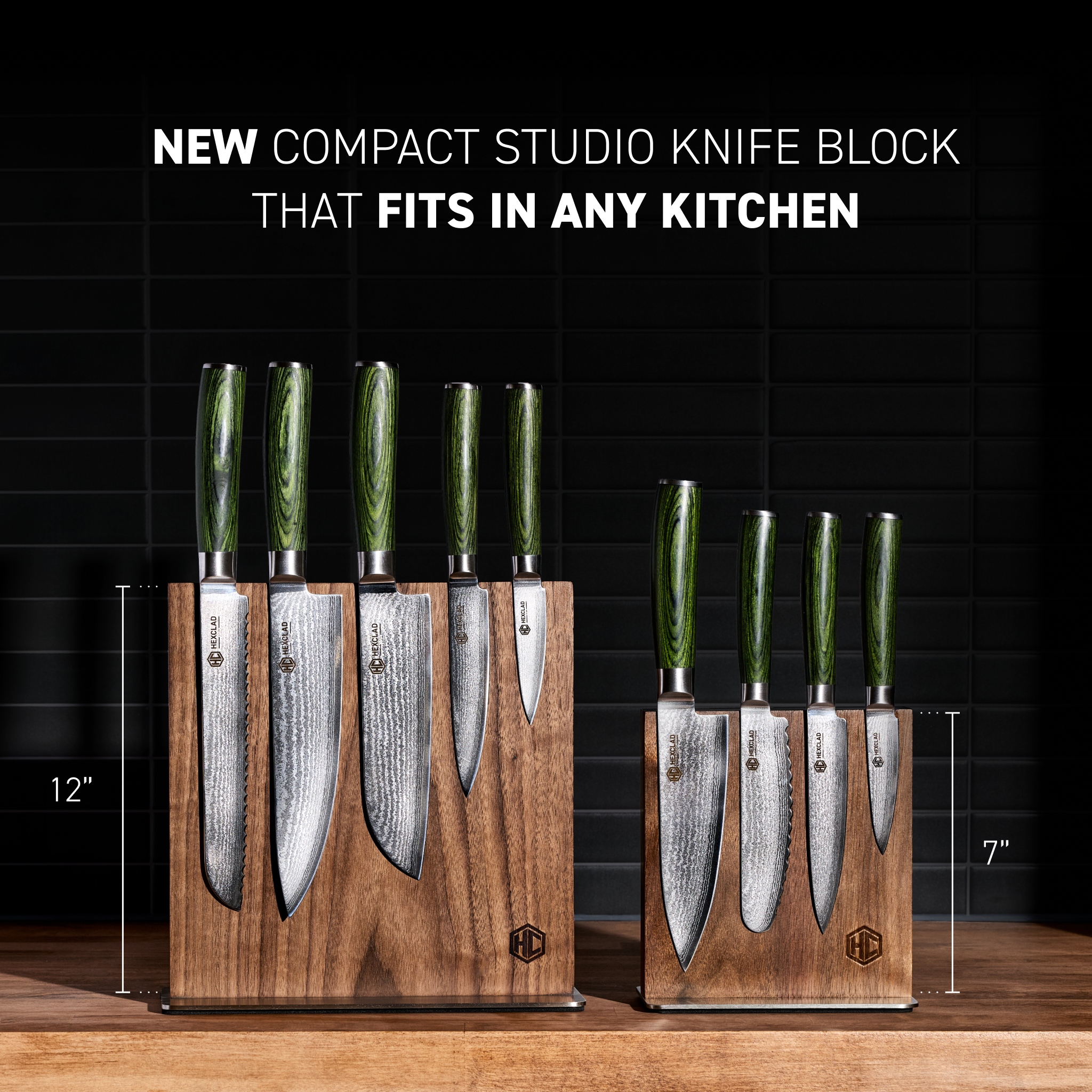 Damascus Steel Studio Knife Set, 5-pc (Green) - Image 5