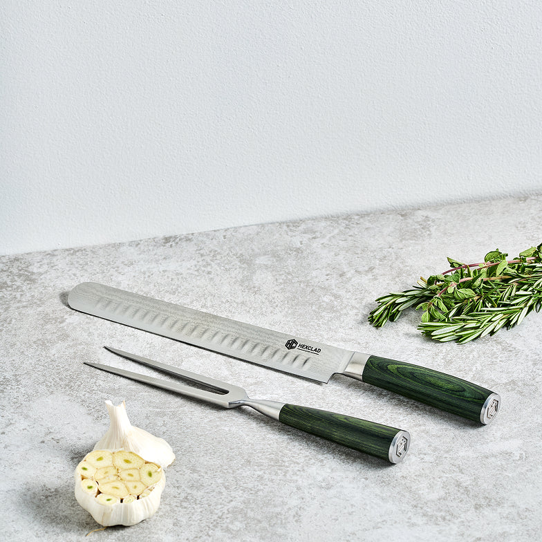 Damascus Steel Carving Set, 2-pc (Green) - Image 7