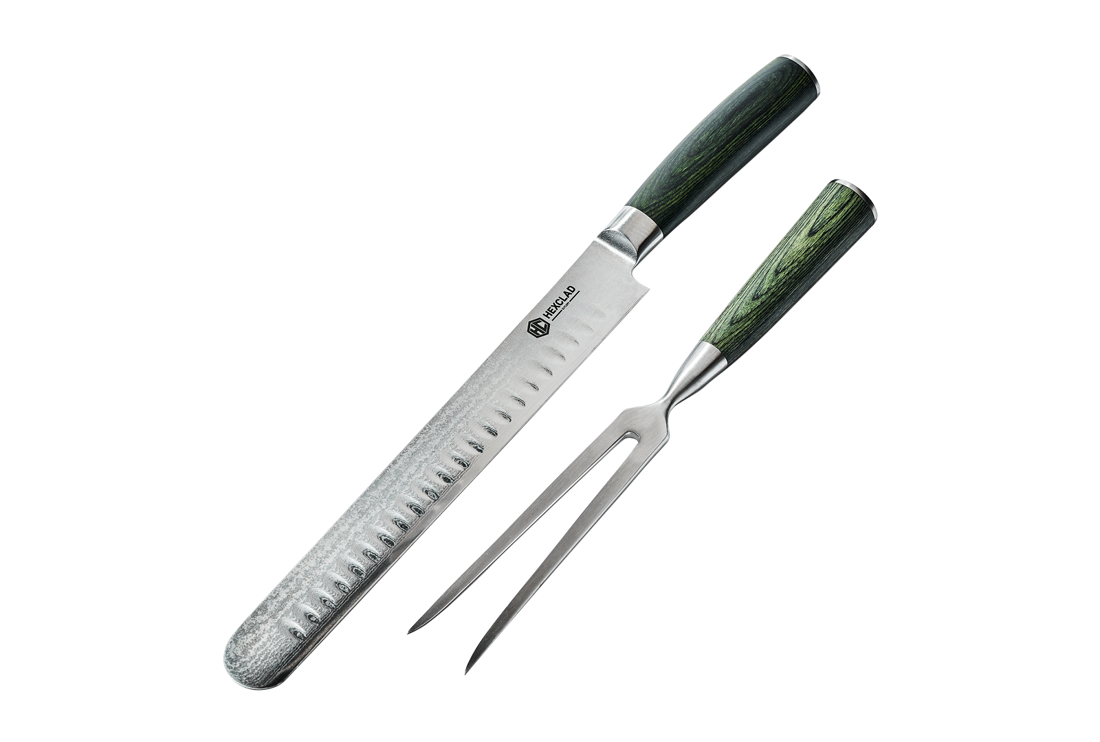 Damascus Steel Carving Set, 2-pc (Green)