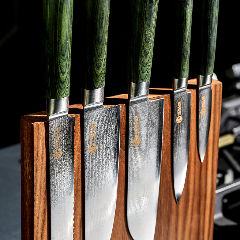 Damascus Steel Knife Set, 7-pc (Green) - Image 4