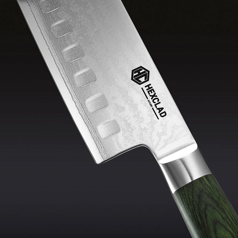 Damascus Steel Nakiri Knife, 6.5" (Green) - Image 4