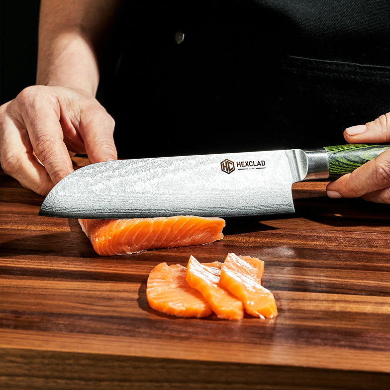 Damascus Steel Santoku Knife, 7" (Green) - Image 4