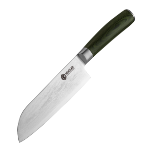 Damascus Steel Santoku Knife, 7" (Green)
