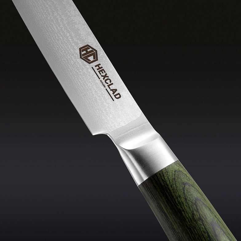 Damascus Steel Utility Knife, 5" (Green) - Image 4
