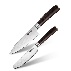 Damascus Steel Starter Knife Set, 2-pc (Espresso)