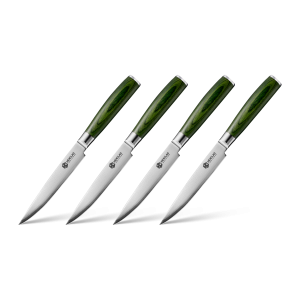 Damascus Steel Steak Knife Set, 4-pc (Green)